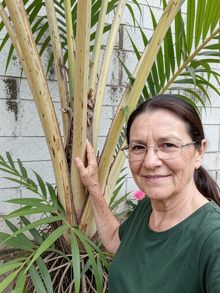 Palmeira em touceira com brotos laterais na base