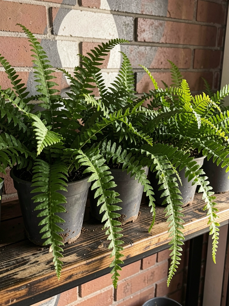 Folhas de samambaia-de-sol iluminadas pela luz suave da manhã