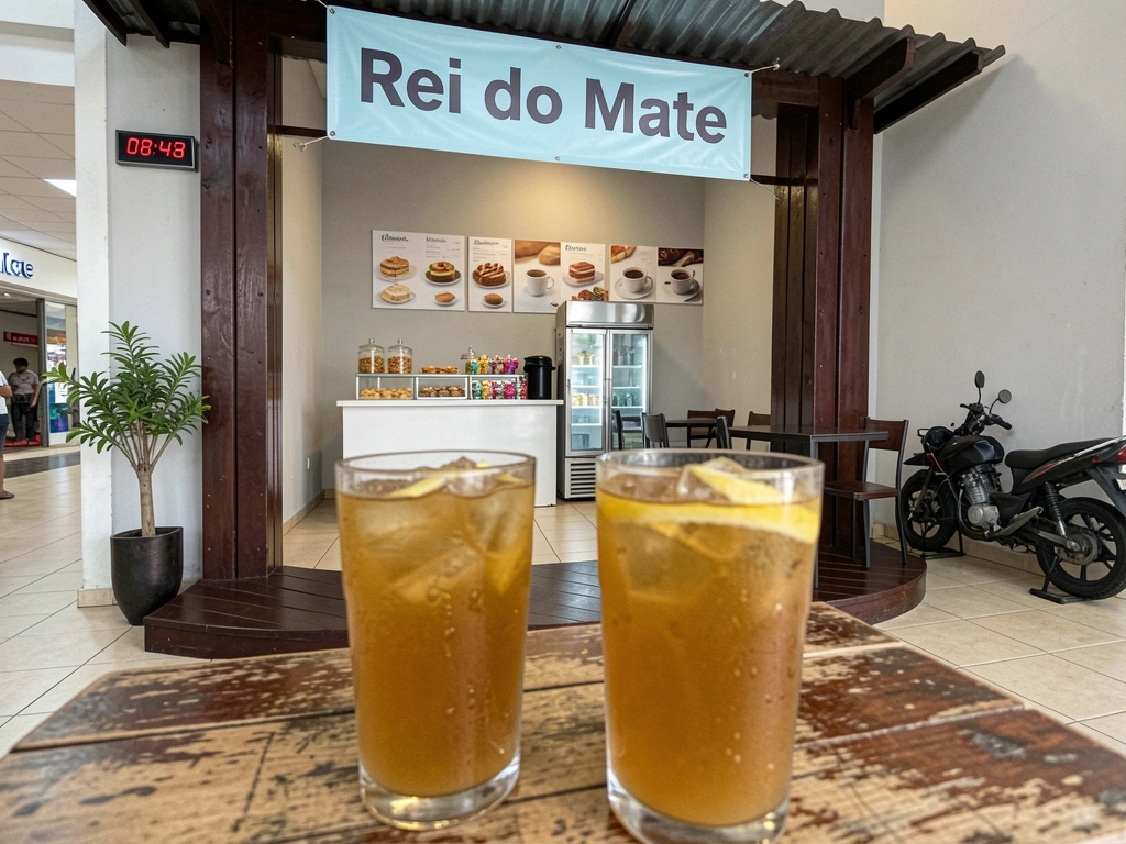 Dois copos com drinks de mate lado a lado, um com limão e outro com hortelã.